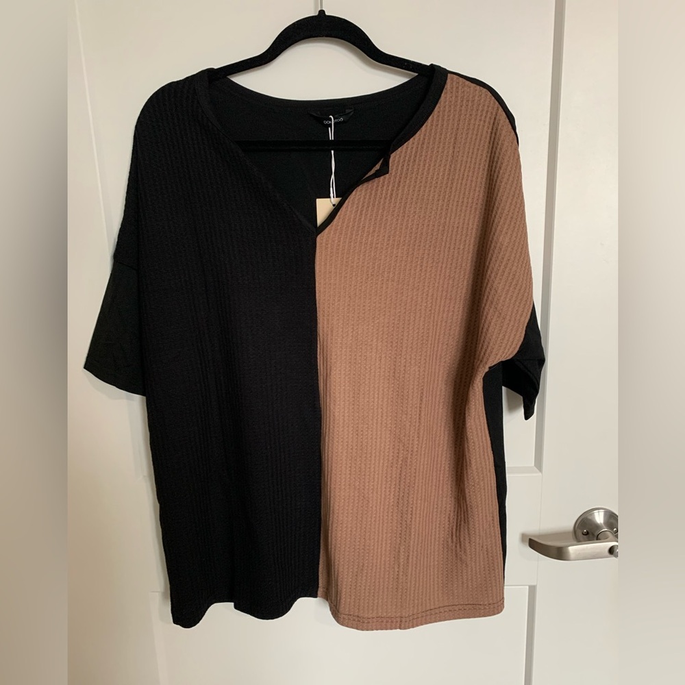 Two-Tone Black and Brown Women's Top XL